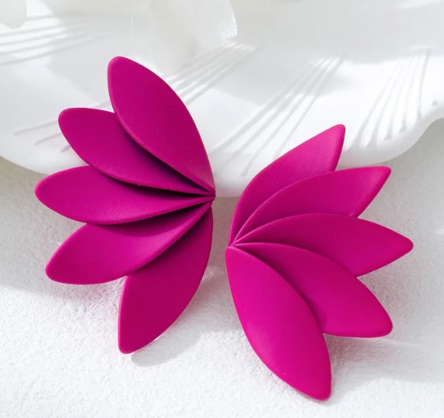Boucle d'oreille fleur rose