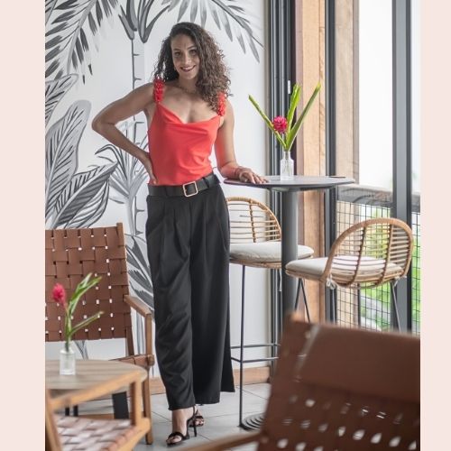 Pantalon large ceinturé