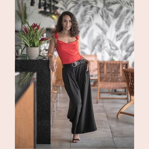 Pantalon large ceinturé