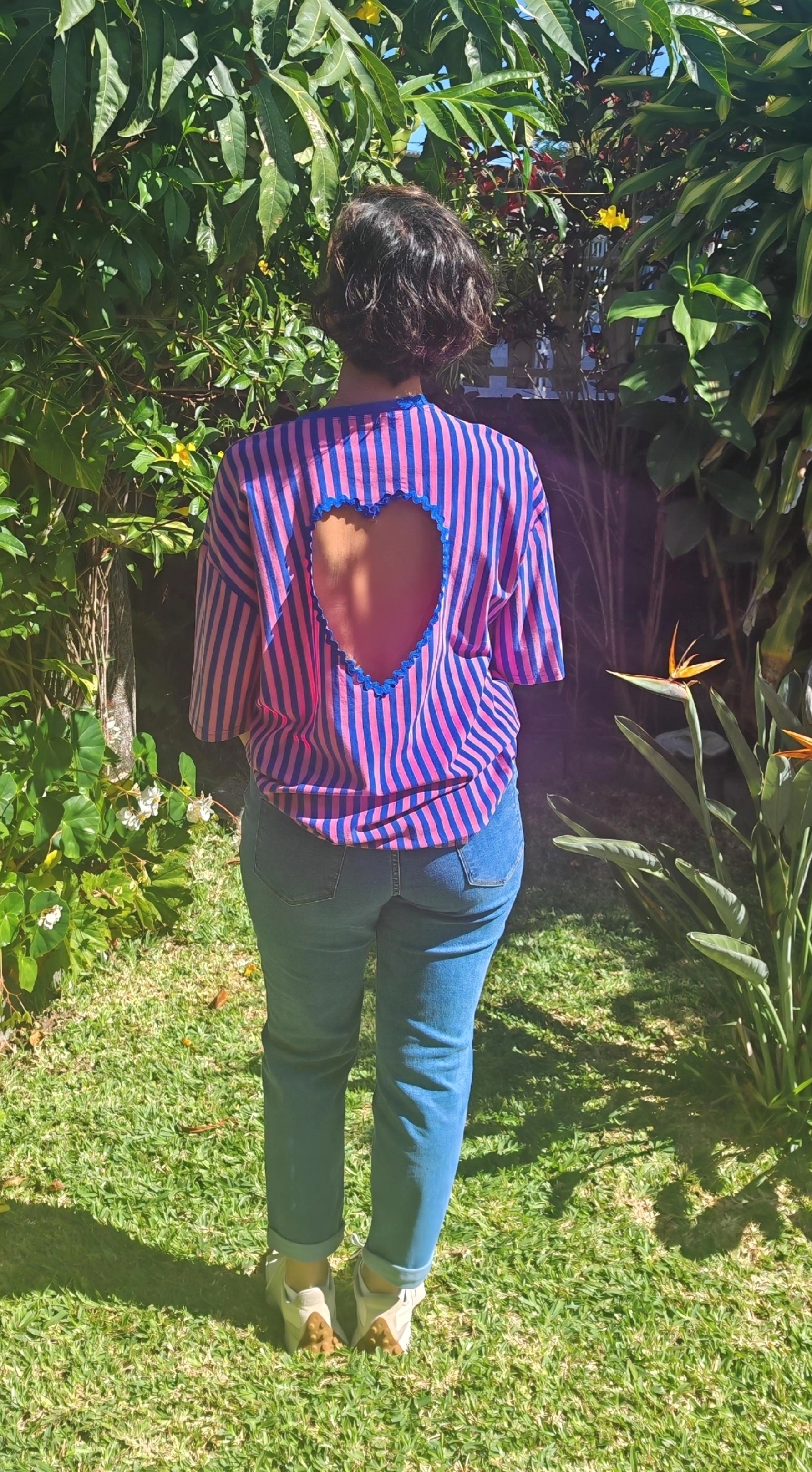 T-shirt rayé coeur