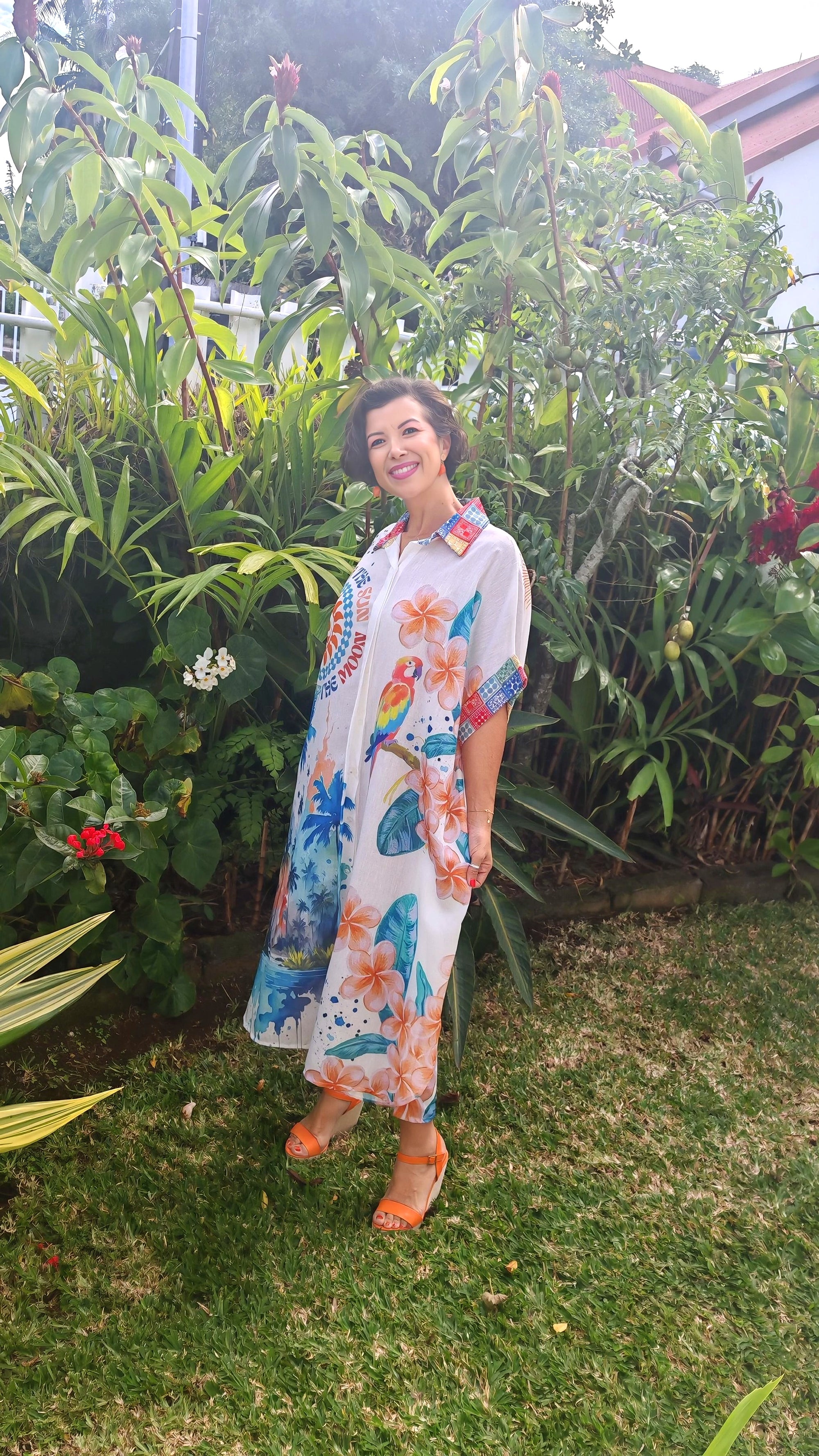 Robe chemise tropical
