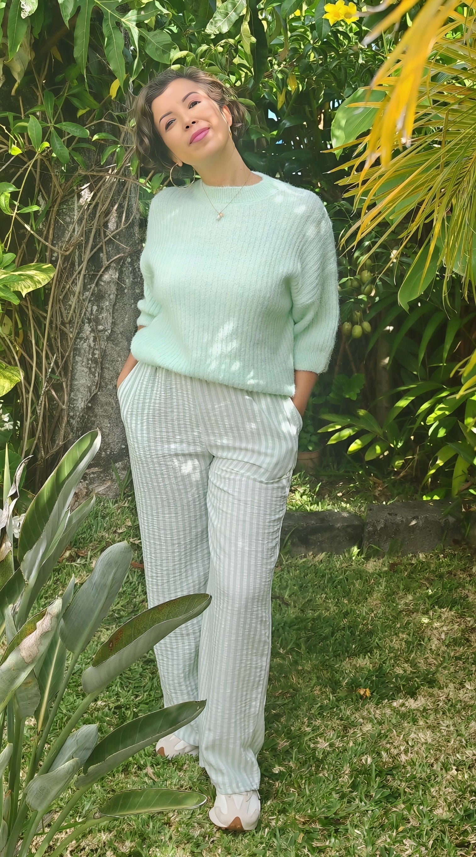 Pantalon large rayé