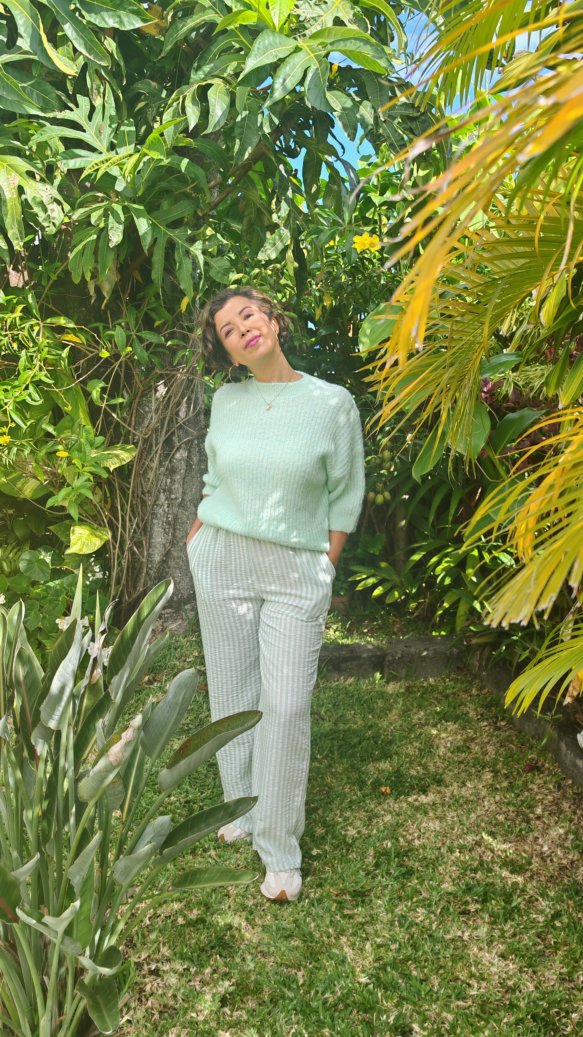 Pantalon large rayé