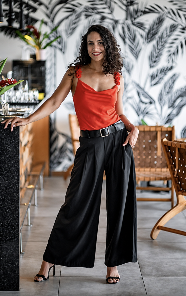 Pantalon large ceinturé