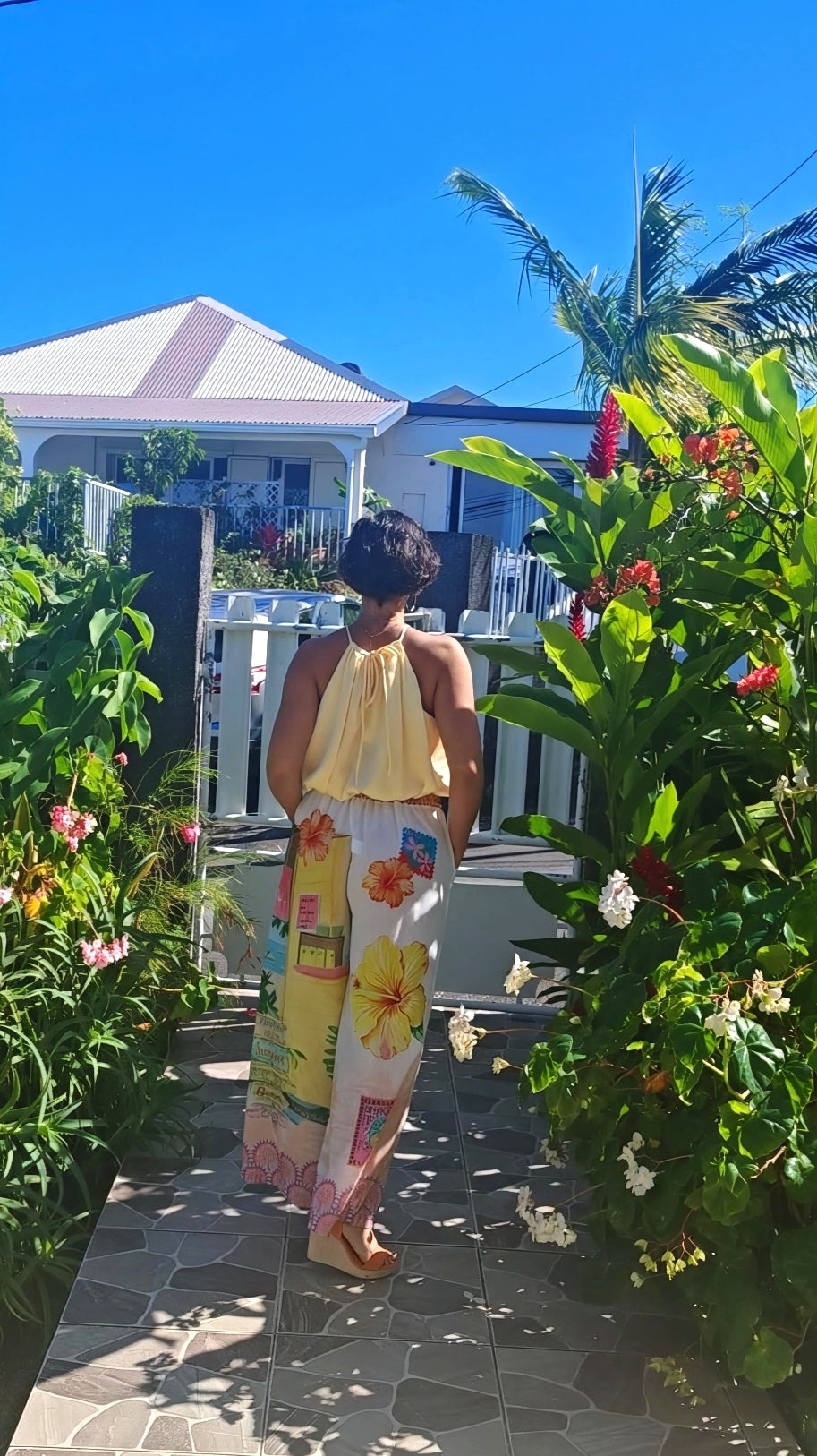 pantalon  imprimé flamant rose