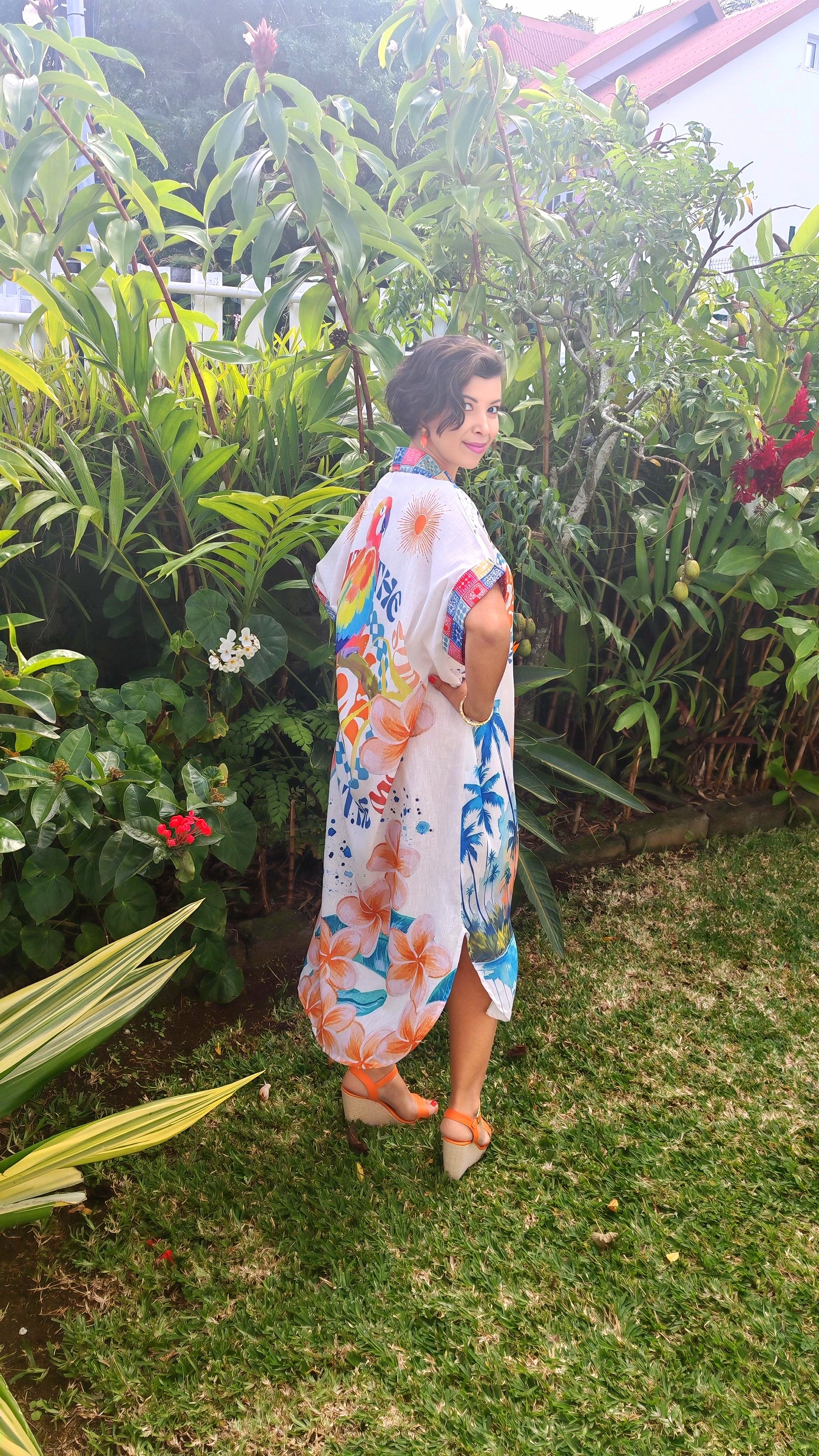 Robe chemise tropical